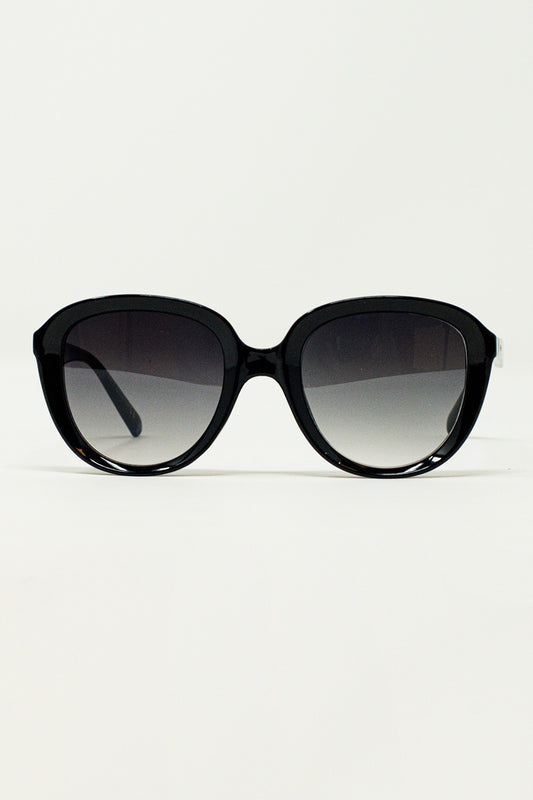 Q2 Big Round Sunglasses In Black