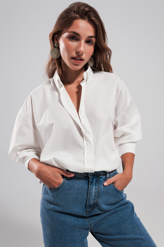 Q2 Button front shirt in white