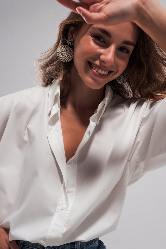 Button front shirt in white