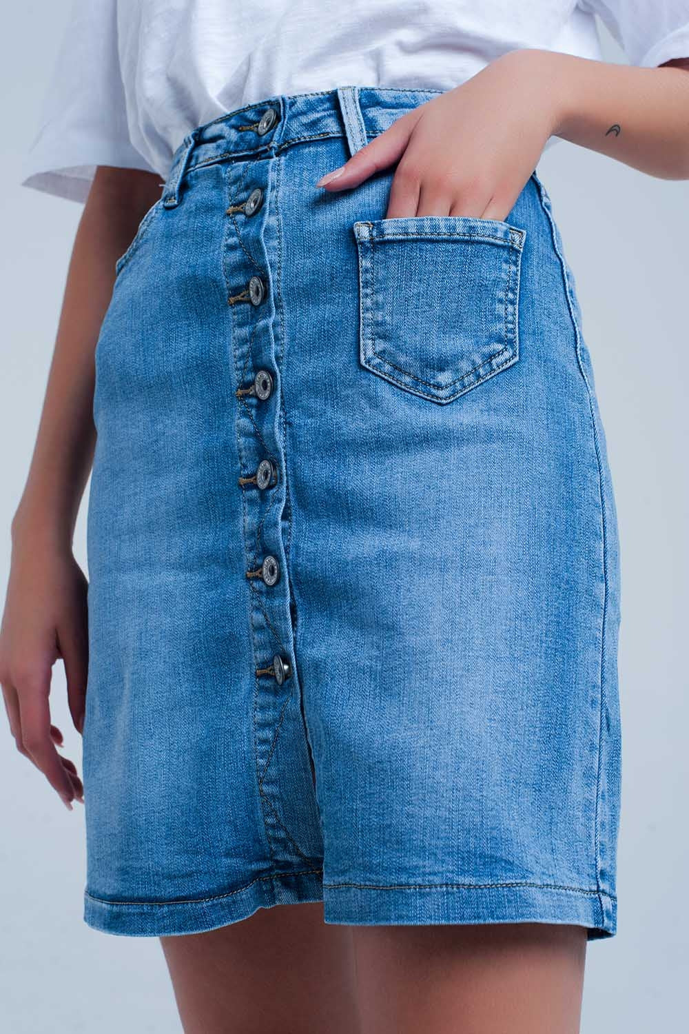 Button through denim skirt