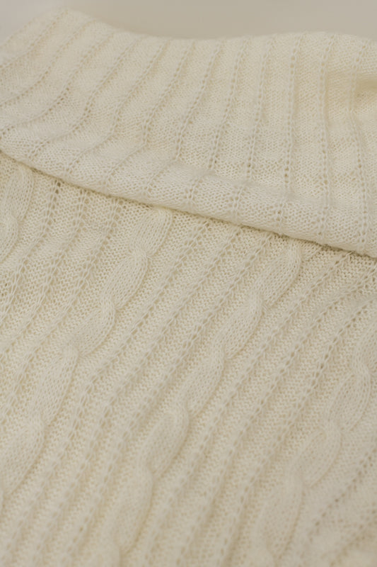 Cable Knit Midi Dress in Cream: