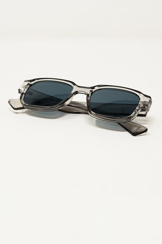 Chunky Square Sunglasses In Crystal Grey