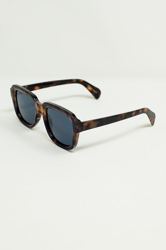 Chunky Square Sunglasses With  Dark Brown Tortoise Shell Frame
