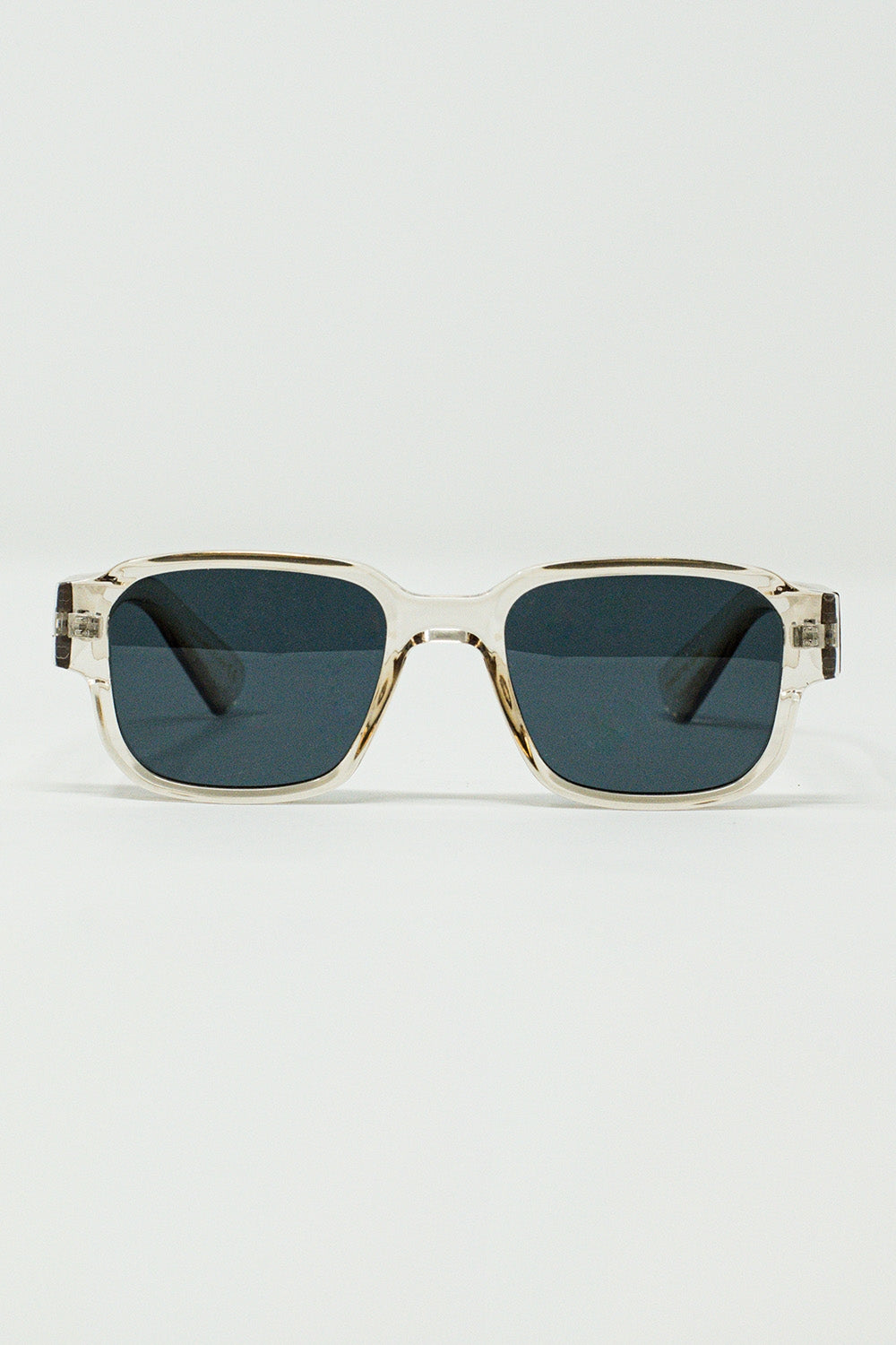Q2 Chunky Square Sunglasses With Transparent Smoky Frame