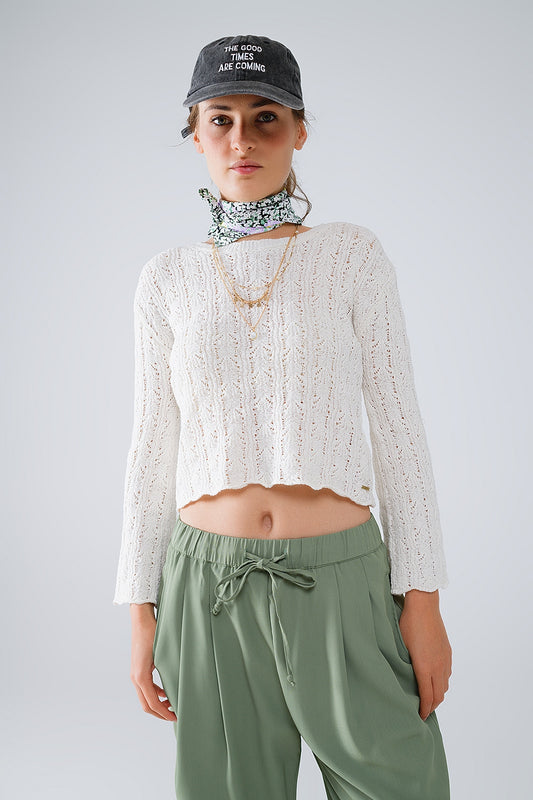 Cream Sweater With Flared Sleeves