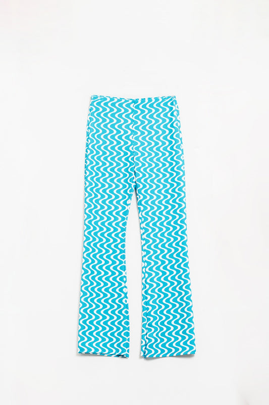 Q2 High waisted flared pants in blue 70s