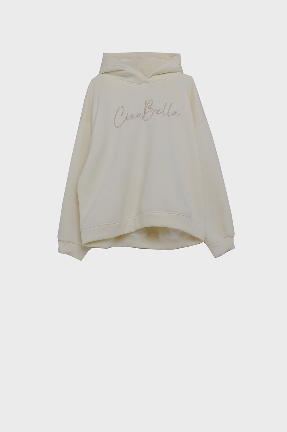 Q2 Hoodie With Ciao Bella In Cream
