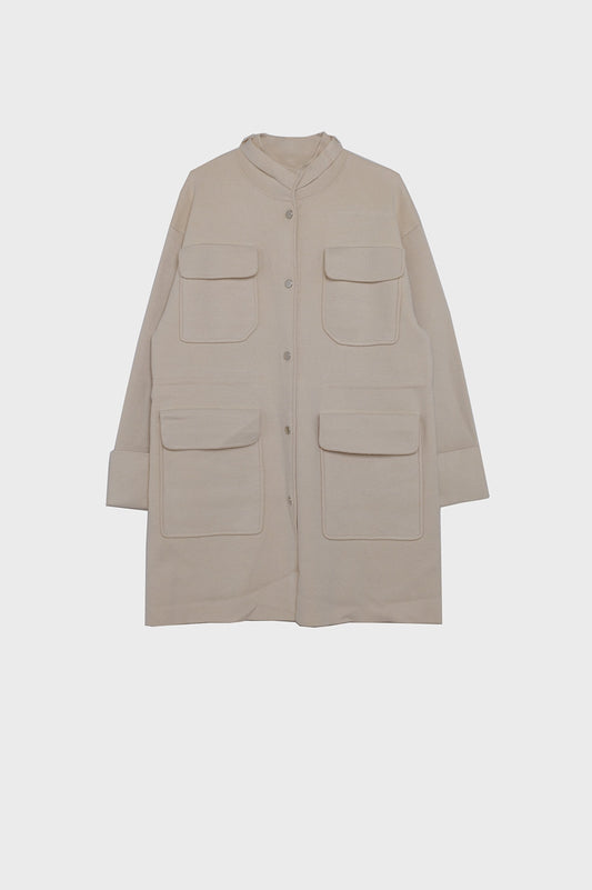 Q2 Jacket With 4 Front Pockets in Beige