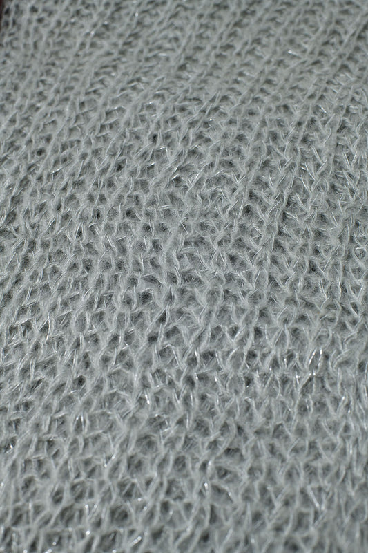 knitted scarf with silver thread