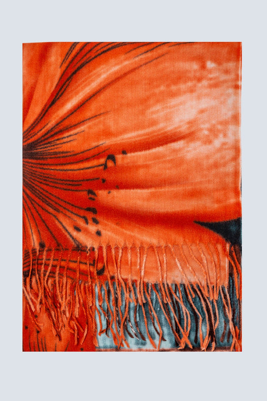 Q2 orange flower print scarf