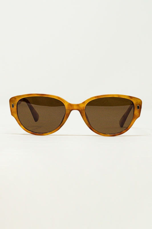 Q2 Oval Sunglasses In Light Yellowish Tortoise Shell