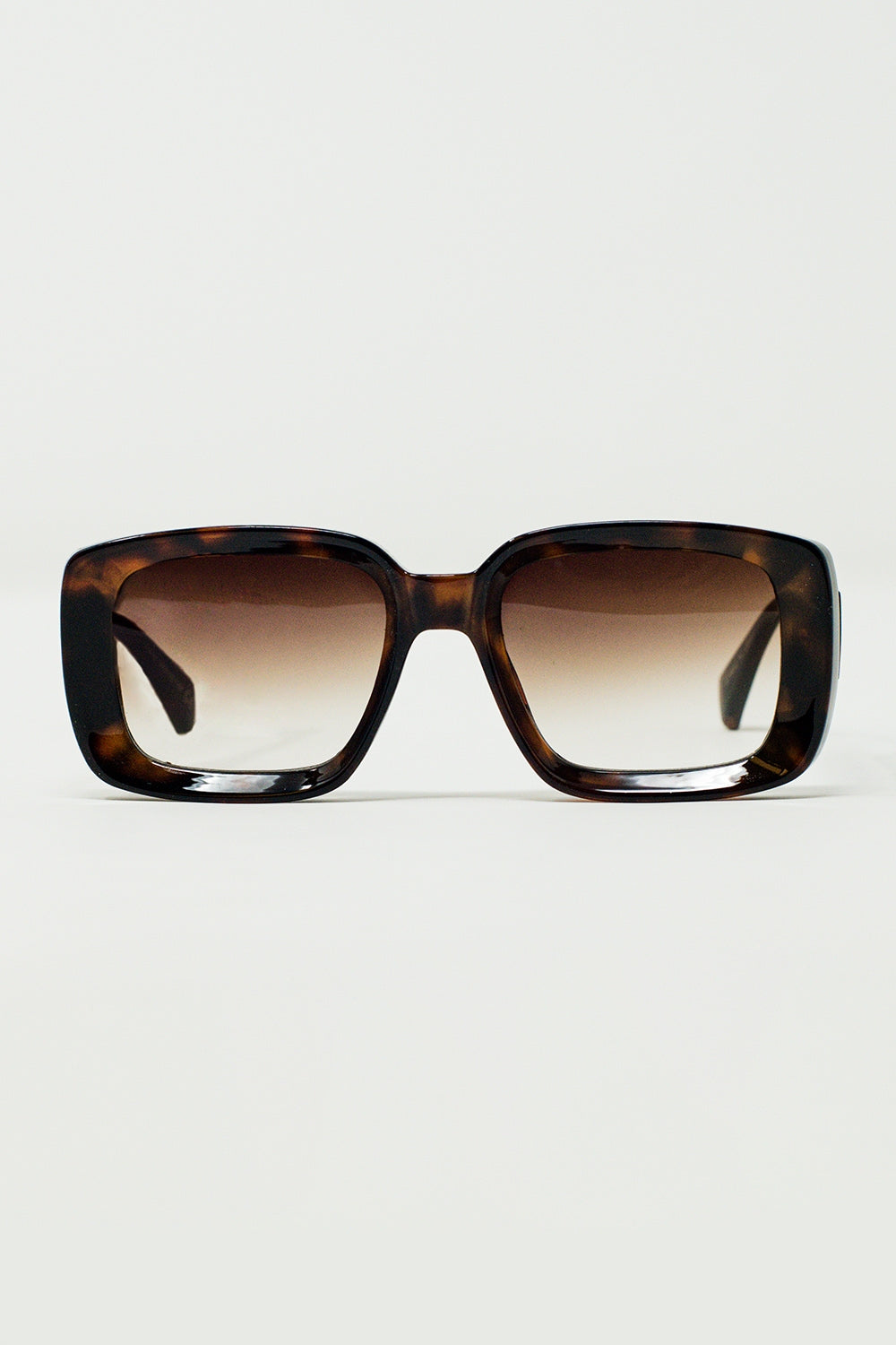 Q2 Oversized Rectangular Sunglasses With Wide Frame in brown