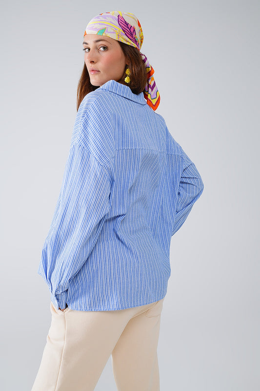 Relaxed Thin Stripe Shirt in Blue