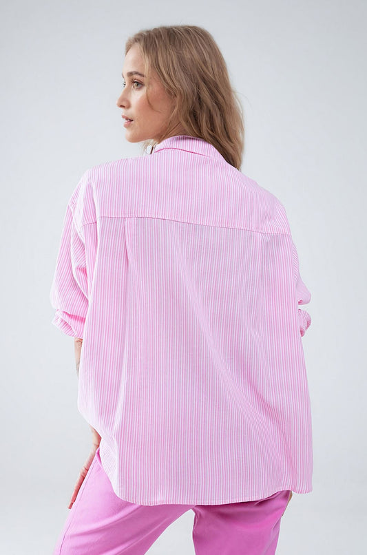 Relaxed Thin Stripe Shirt in Pink