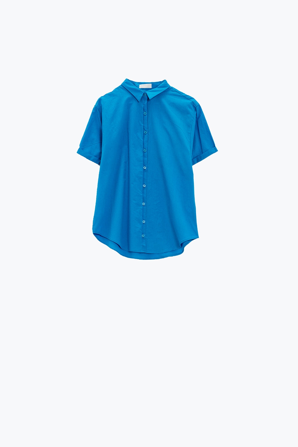 Short Sleeve Relaxed Button Up Shirt in Blue