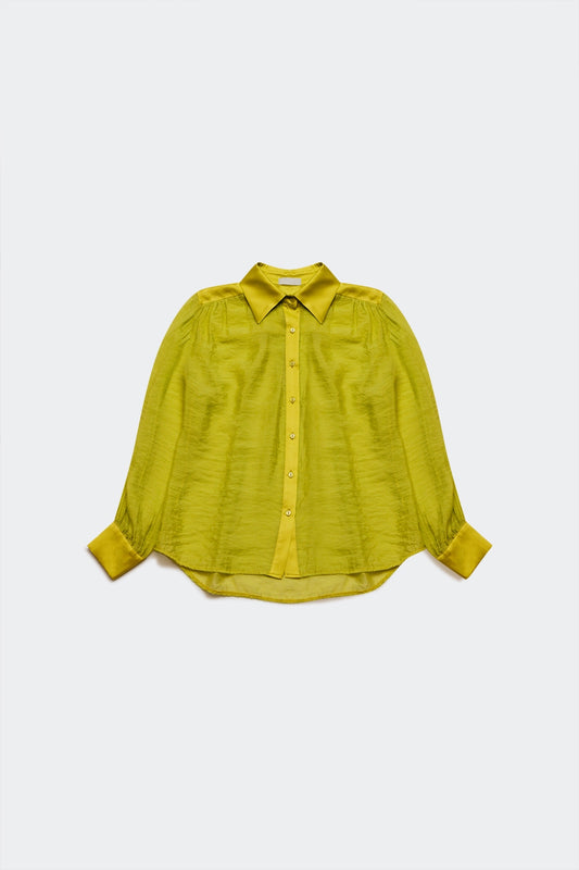 Q2 Silk shirt in lime green