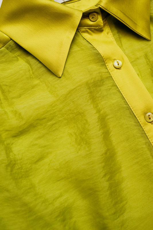 Silk shirt in lime green