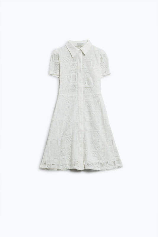 Q2 white buttoned crochet dress