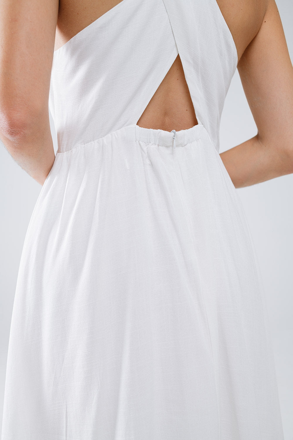 White dress with button detail